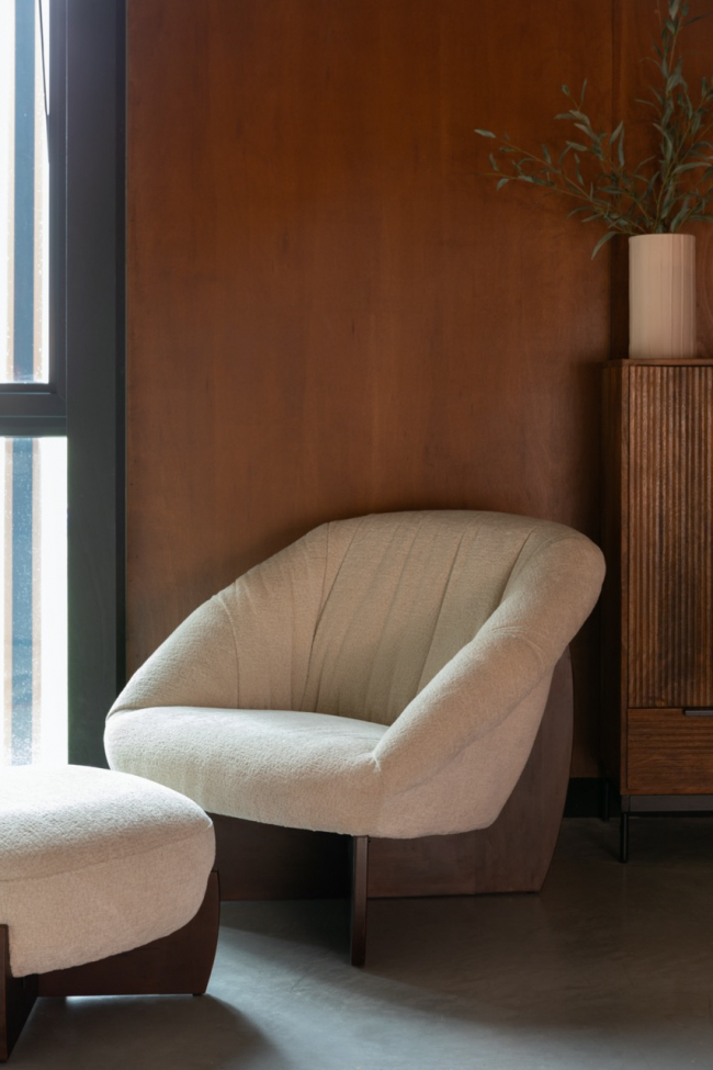 Fotpall 'Emilius' - Beige