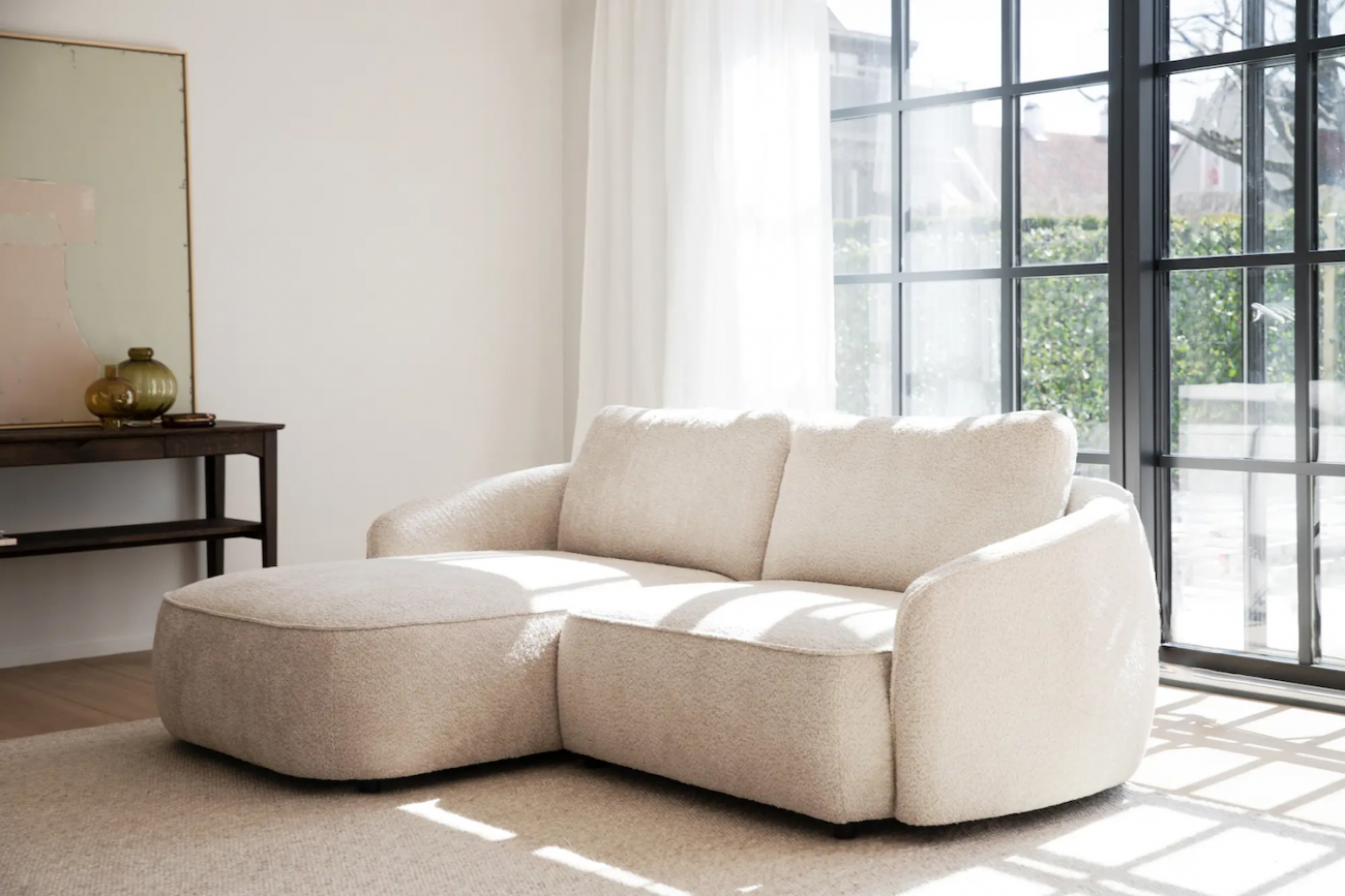 3-sitssoffa 'Norris' Schäslong vänster - Ljusbeige