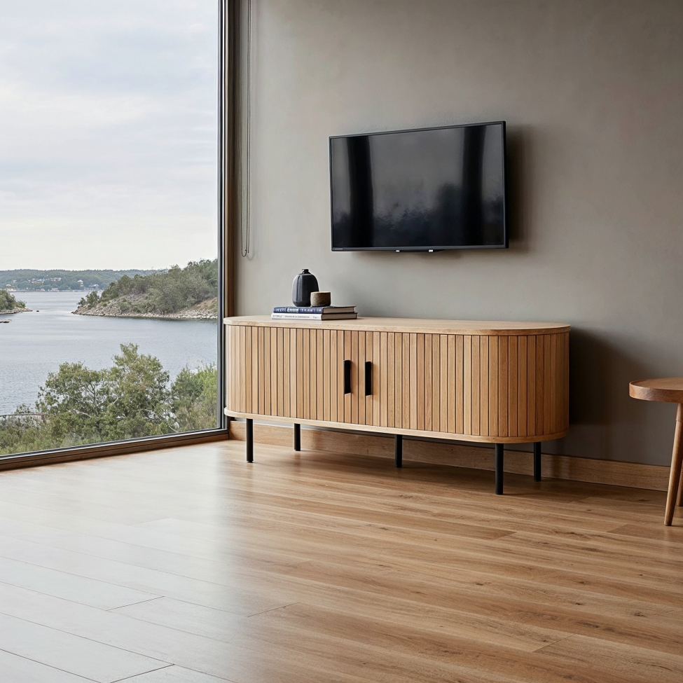 Tv bänk 'Holmvik' - Natur/Svart