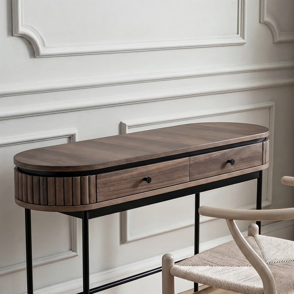 Skrivbord 'Kärra' - Valnöt/Svart