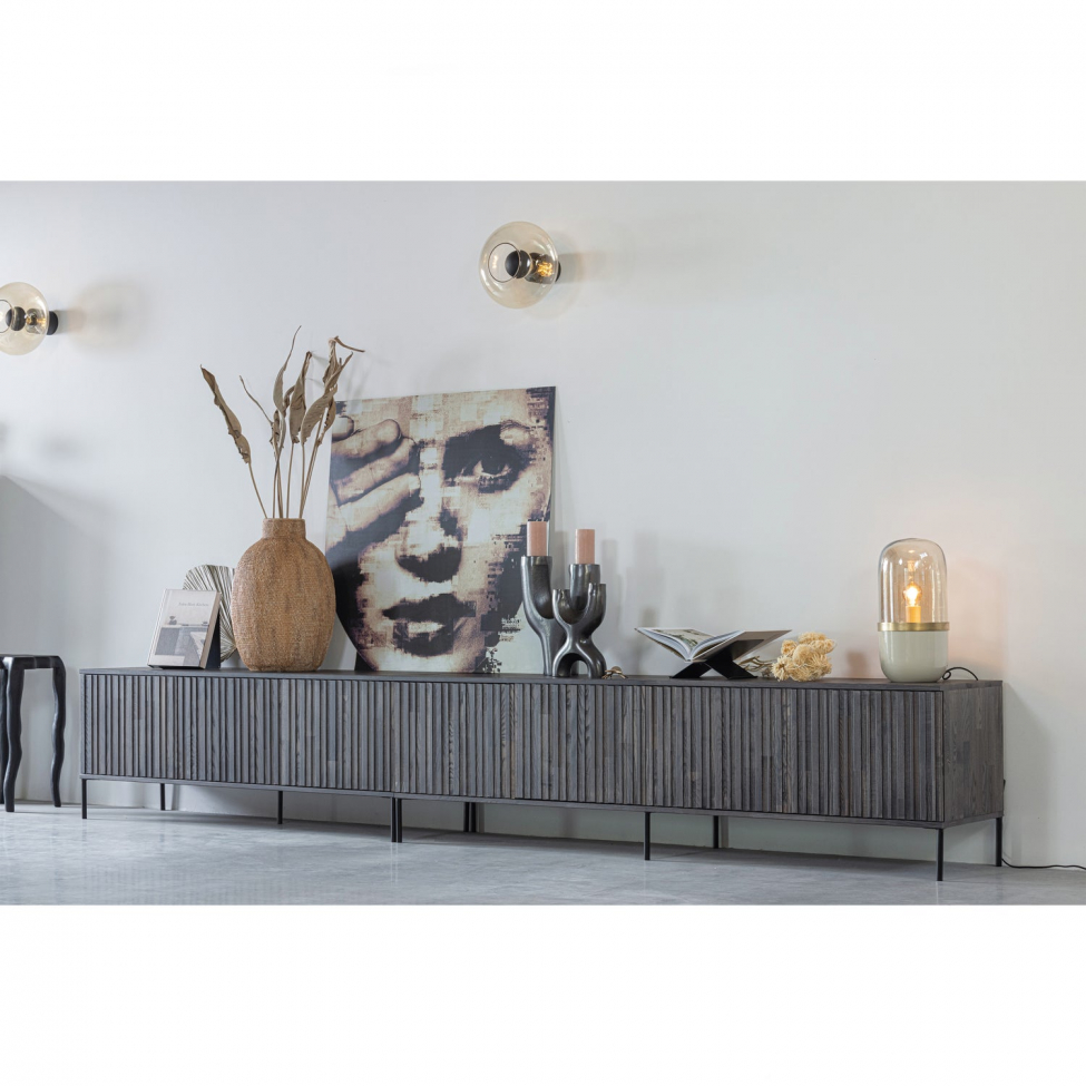 TV-bänk ‘New Gravure’ 100 cm - Mörkbrun/Svart