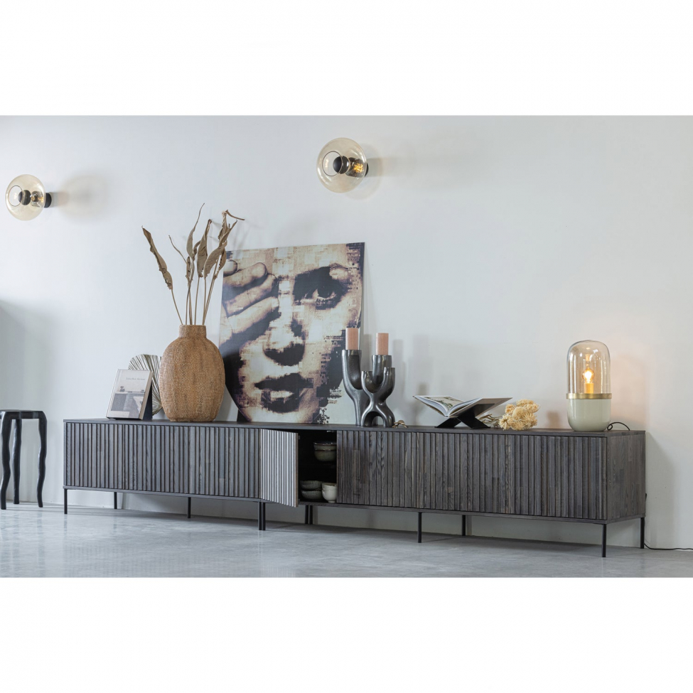 TV-bänk ‘New Gravure’ 100 cm - Mörkbrun/Svart