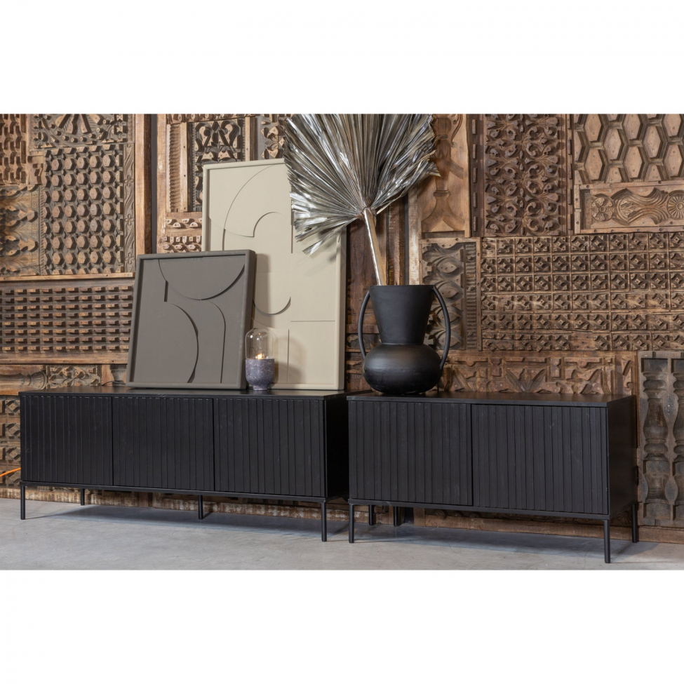 TV-bänk ‘New Gravure’ 100 cm - Svart/Svart