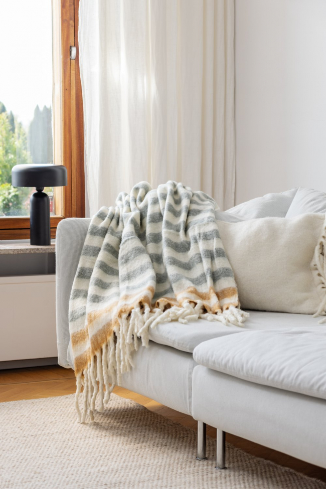 Pläd 'Monica' 130x170cm - Gul