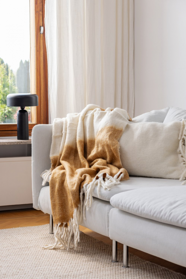 Pläd 'Carrie' 130x170cm - Gul