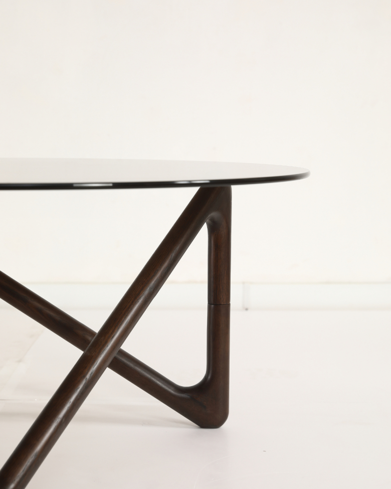 Soffbord 'Modica' Ø80 - Valnöt/Glas