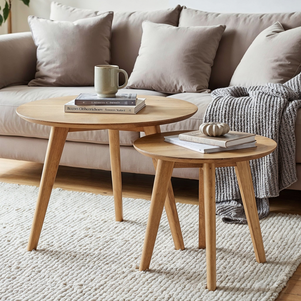 Soffbord Runt 'Nagano' 2 delar - Ek