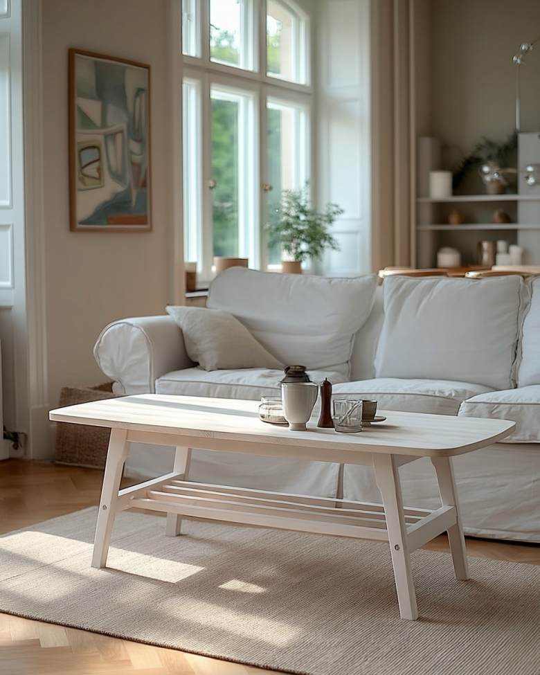 Soffbord 'Créme' - Vitpigmenterad