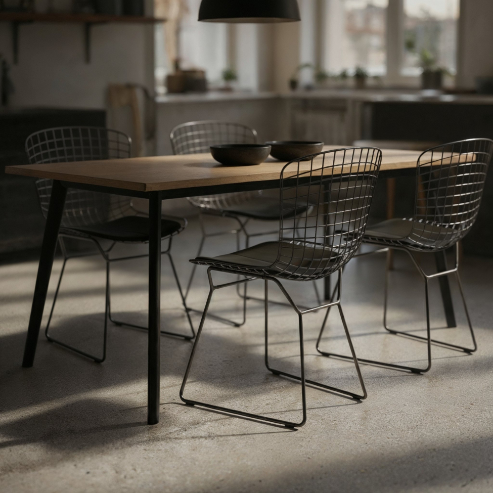 Matbord 'Klassisk' 140x80cm - Svart/Ek