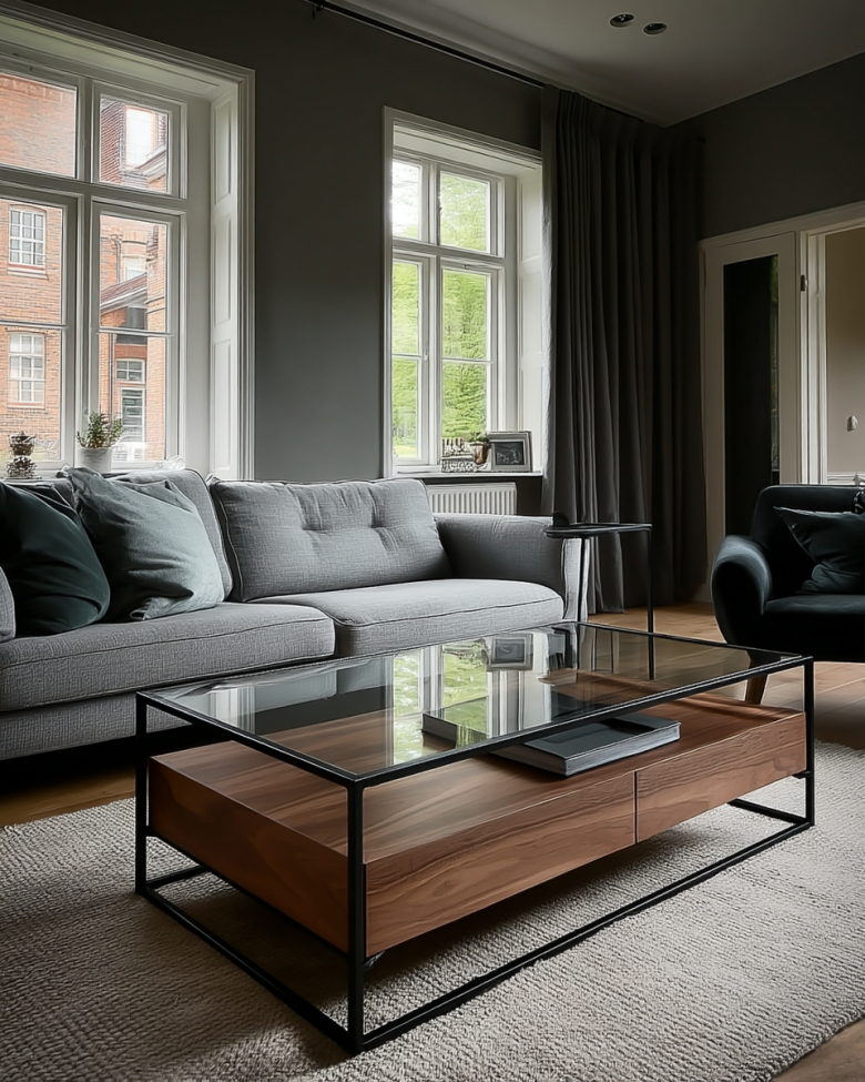 Soffbord 'Detroit' - Valnöt/Svart