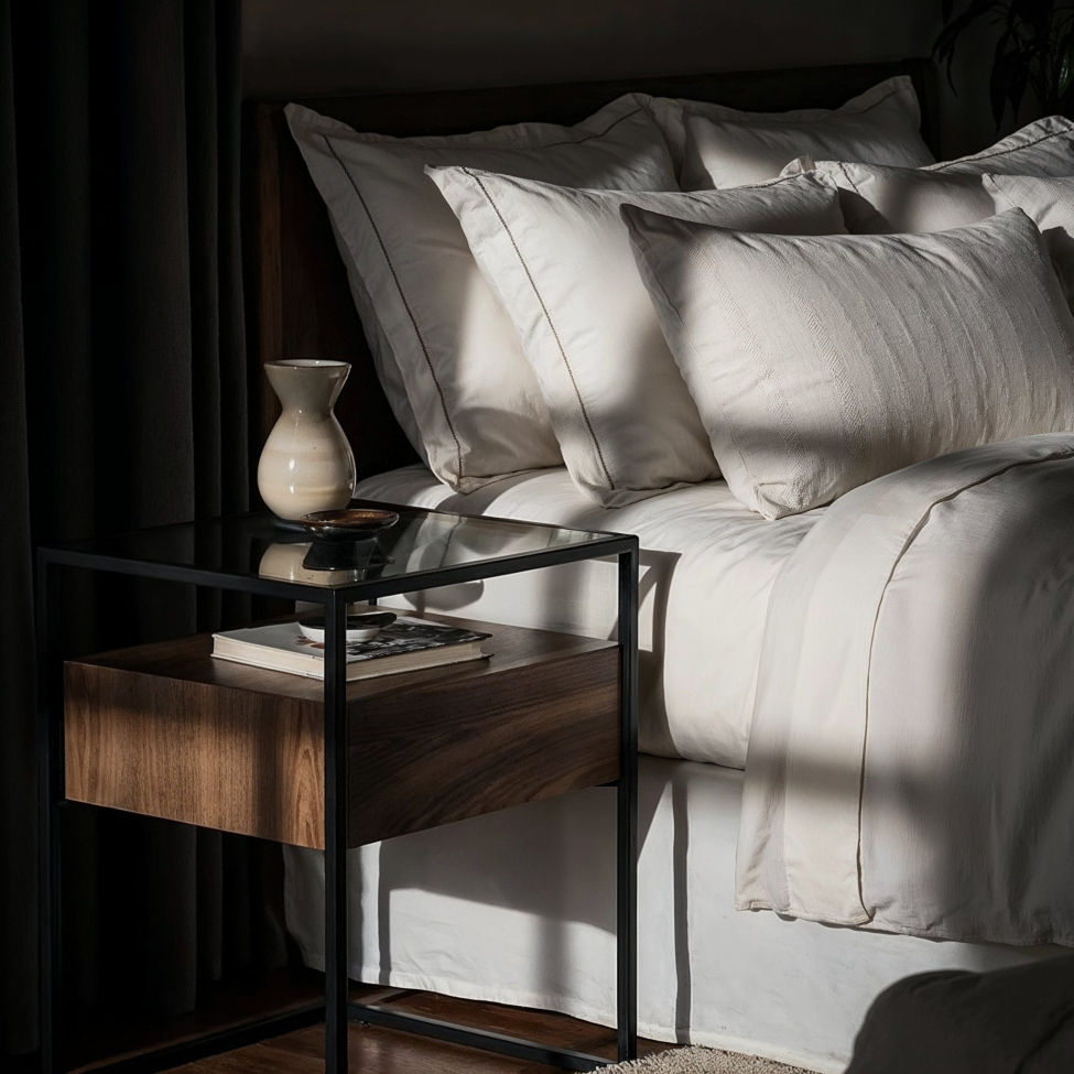 Sängbord 'Detroit' - Valnöt/Svart