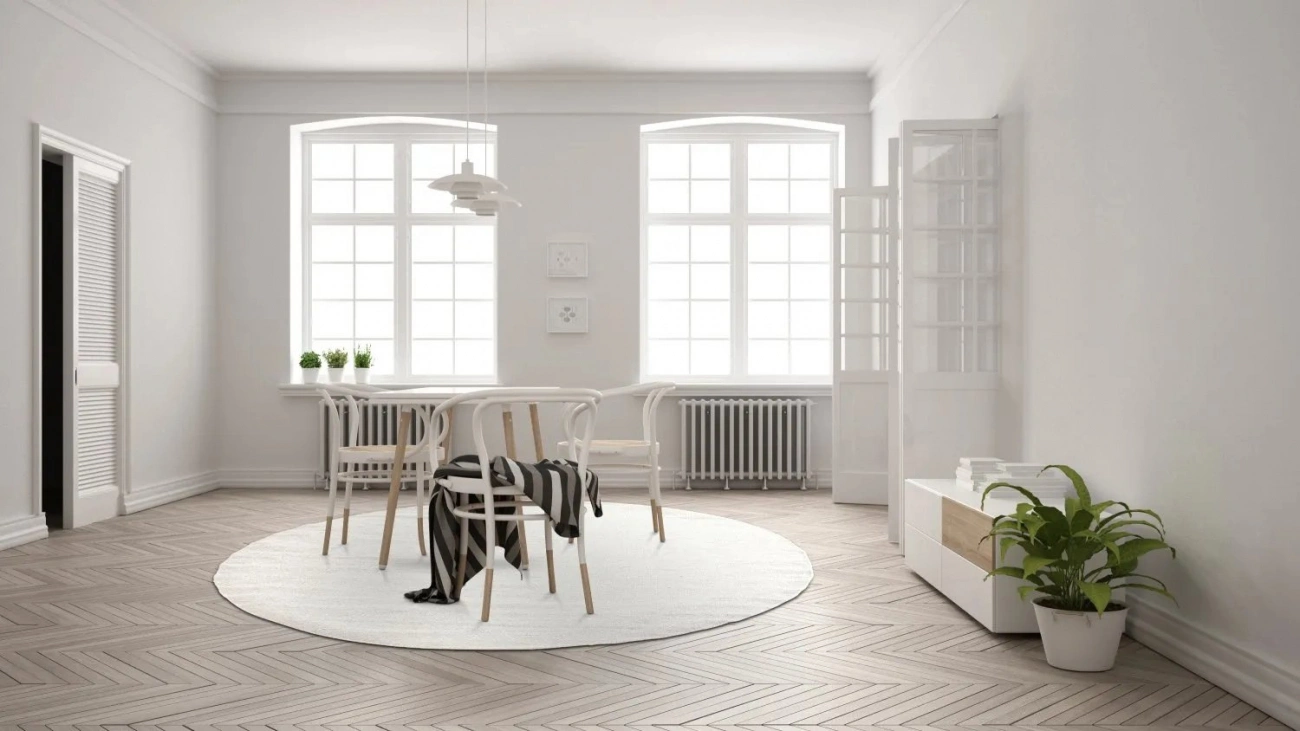 Rund matta 'Hamilton' - Vit