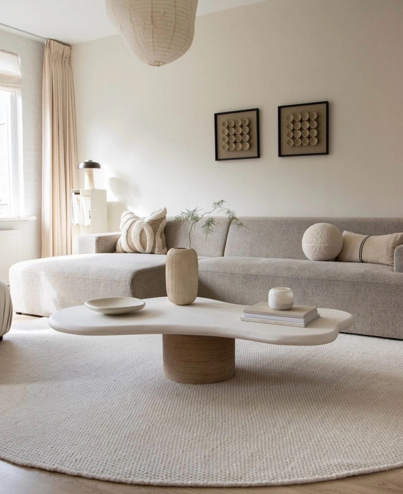 Rund matta 'Coastal' - Cream