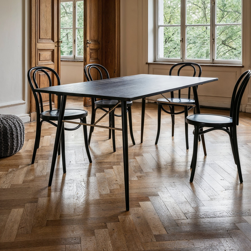 Matbord 'Lux' 160x90cm - Svart/Mässing