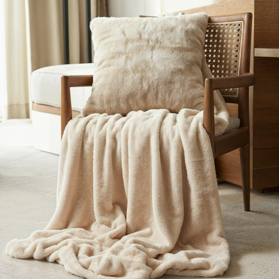 Pläd 'Aranga Super Soft Throw' 130x170cm - Beige