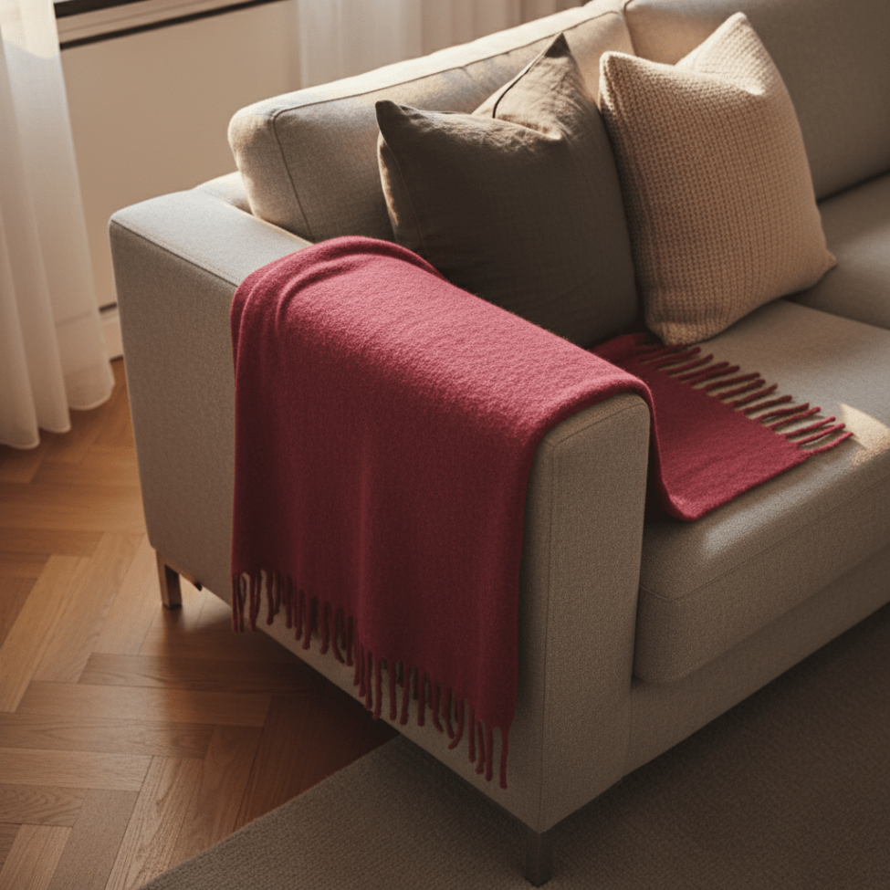 Pläd 'Samantha' 130x170cm - Mörkröd