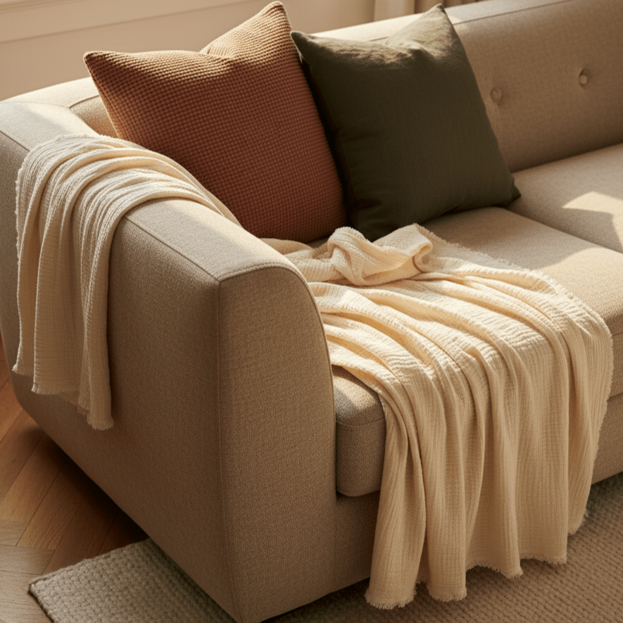 Muslinpläd 'Dorena' 130x170cm - Vit