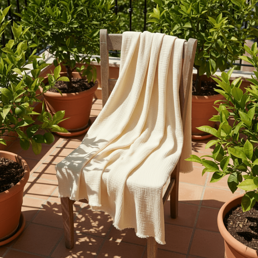 Muslinpläd 'Dorena' 130x170cm - Vit