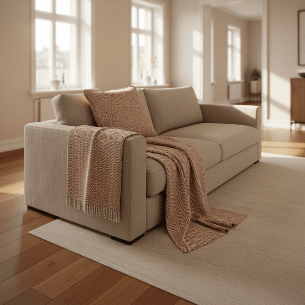 Kuddfodral 'Denisa Fishbone' 45x45cm - Brun/vit