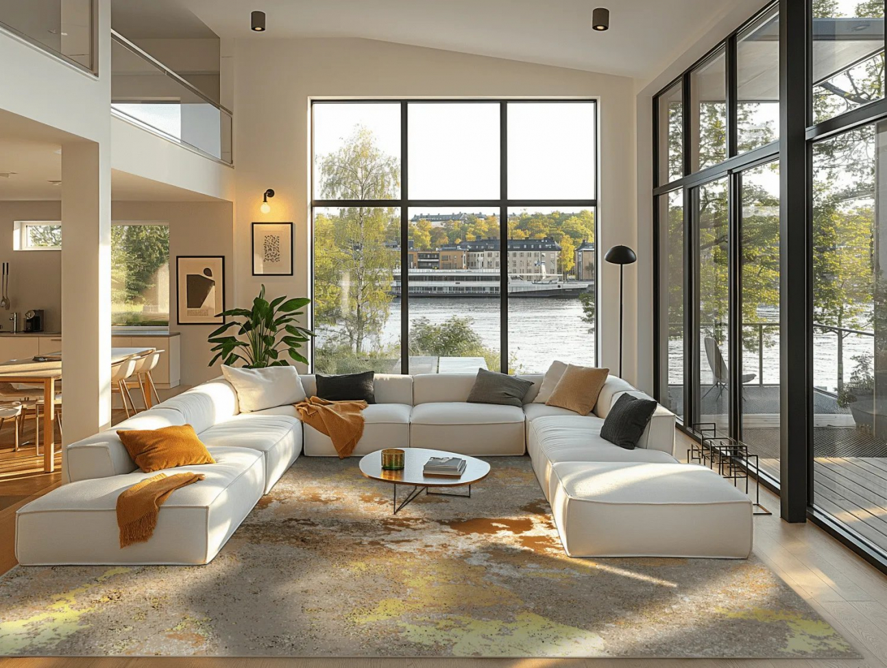 Wiltonmatta 'Elena' 240x340cm - Beige/Guld