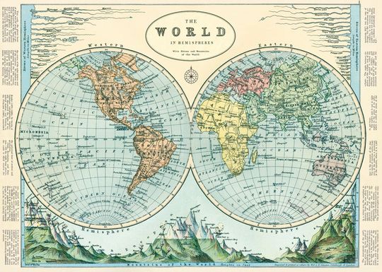 Poster - Världskarta Hemispheres