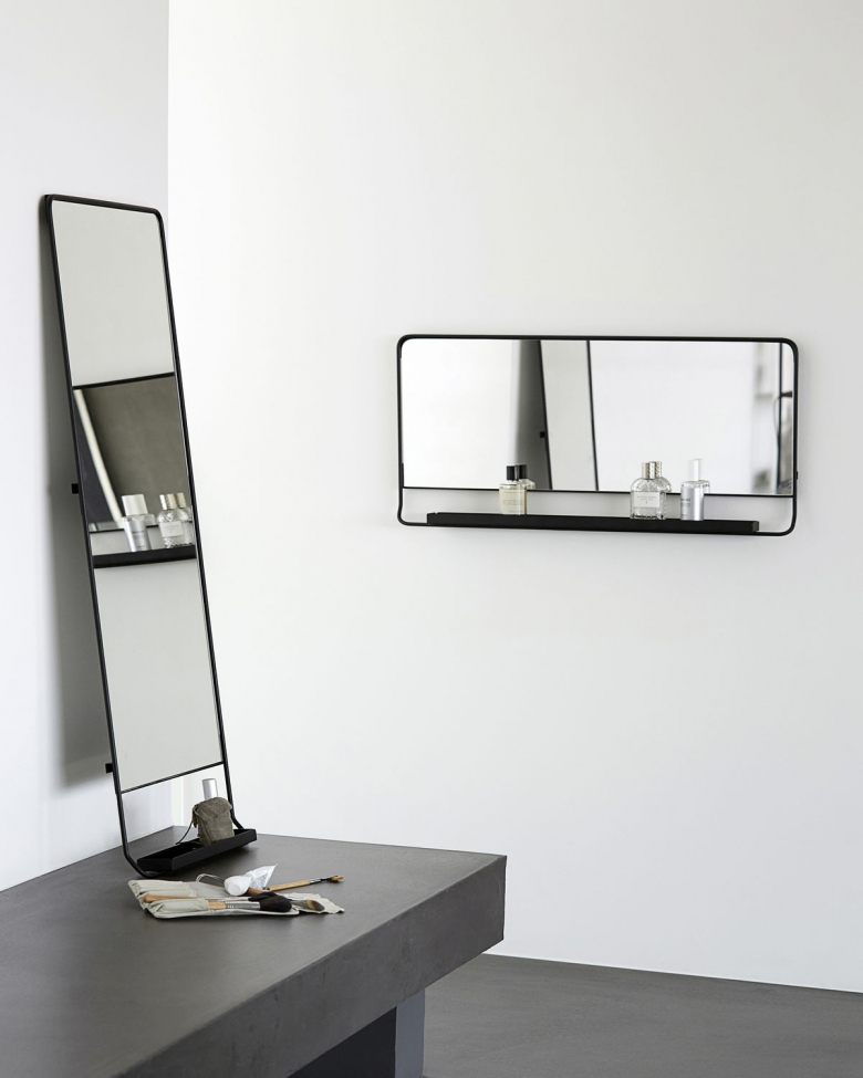 Spegel med hylla 'Chic' 40x80cm - Svart 