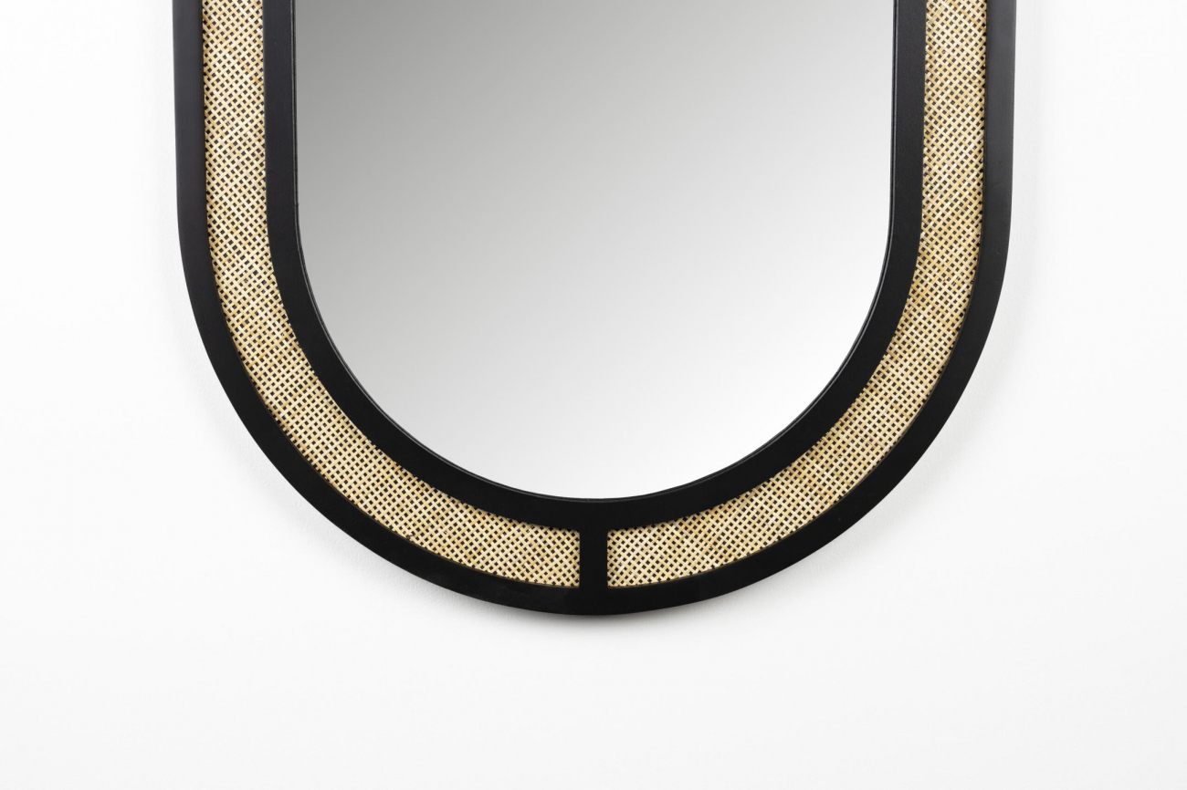 Spegel 'Aida' Oval - Natur/Svart