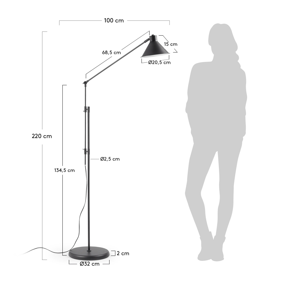 Golvlampa 'Odine' - Svart