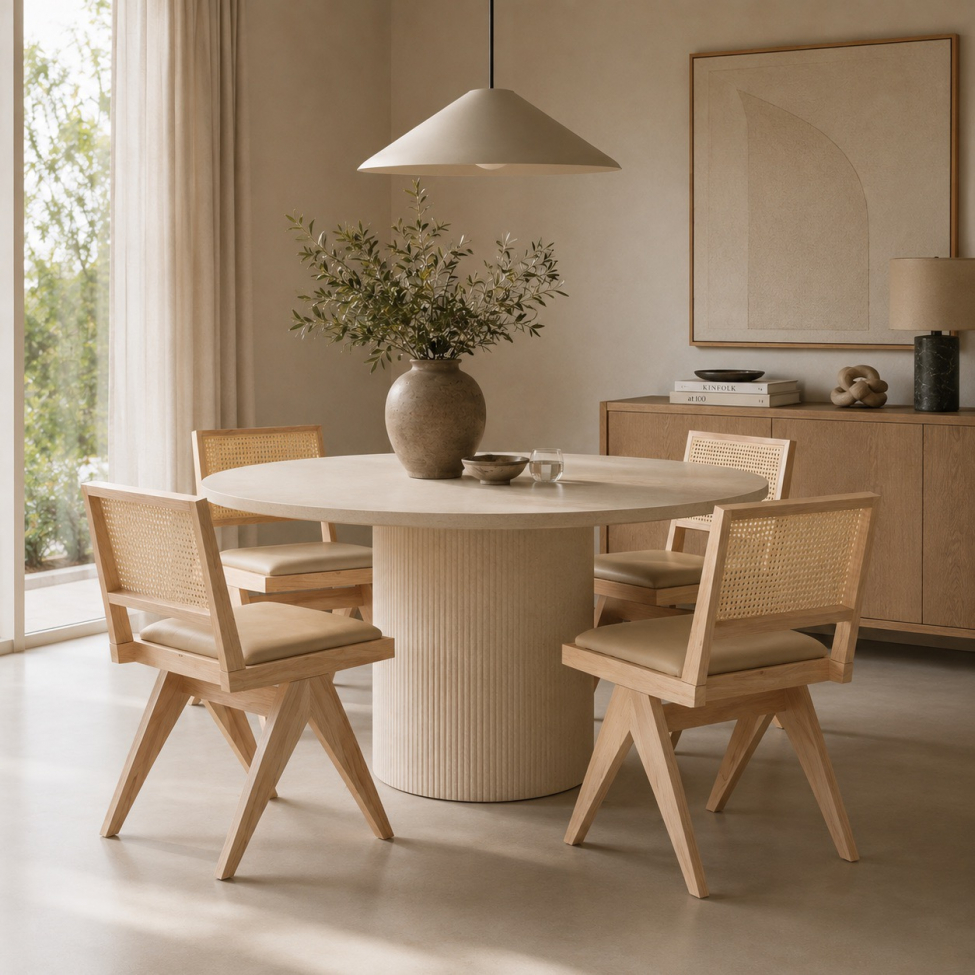 Stol 'Jean' - Vitpigemnterad ek/Beige